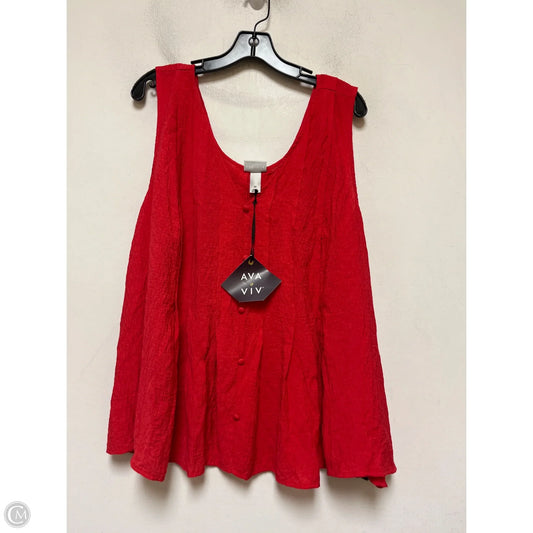 Top Sleeveless By Ava & Viv In Red, Size: 2x