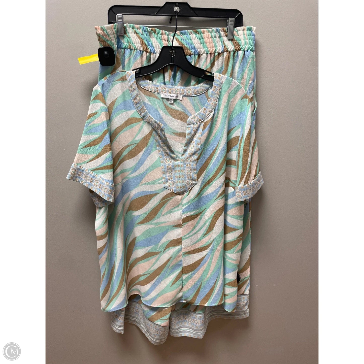 Pants Set 2pc By Rose And Olive In Blue & Green, Size: 2x