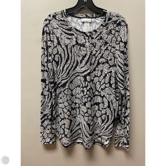 Top Long Sleeve By Tommy Bahama In Black & Tan, Size: L