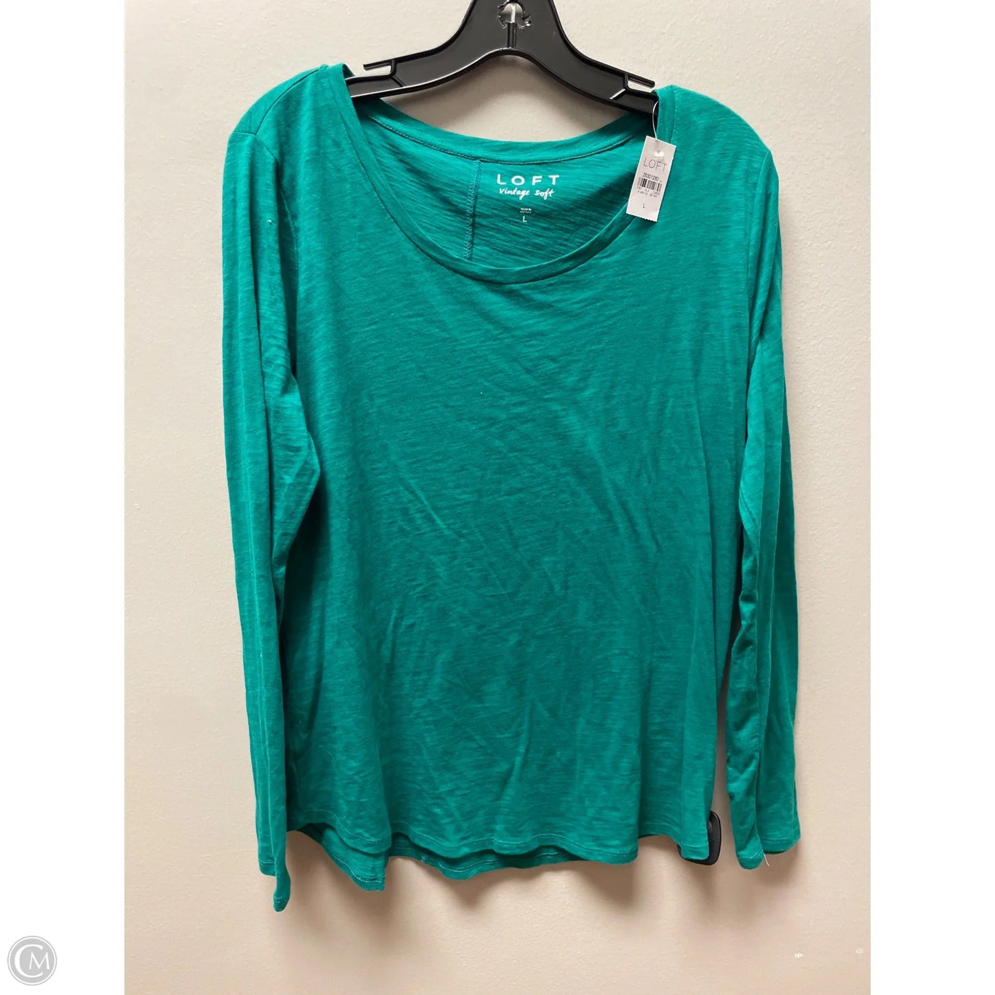 Top Long Sleeve Basic By Loft In Green, Size: L