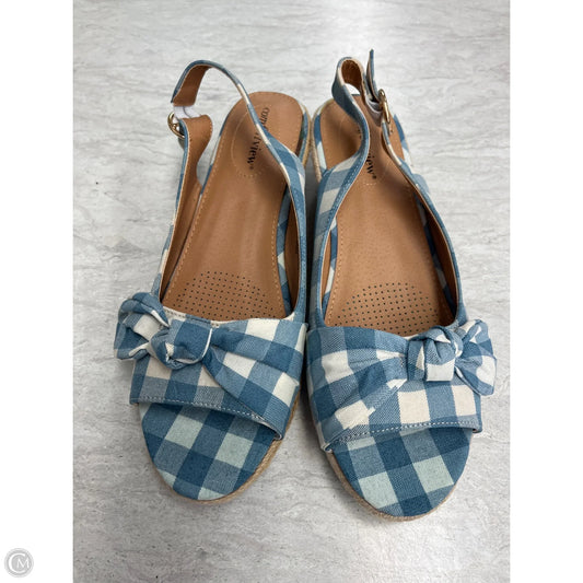 Sandals Heels Wedge By Comfortview In Blue & White, Size: 9