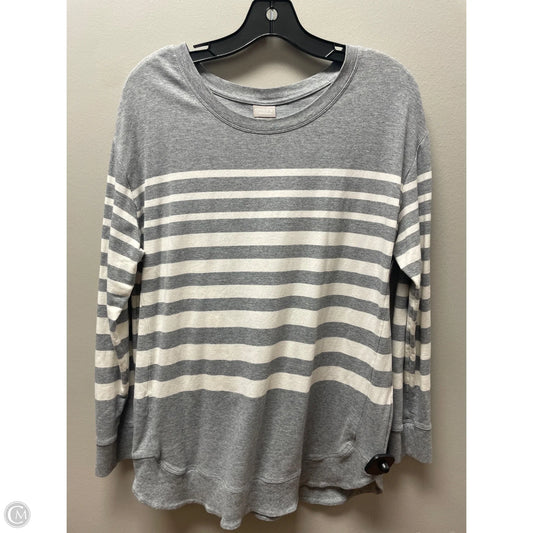 Top Long Sleeve By Chicos In Grey & White, Size: M