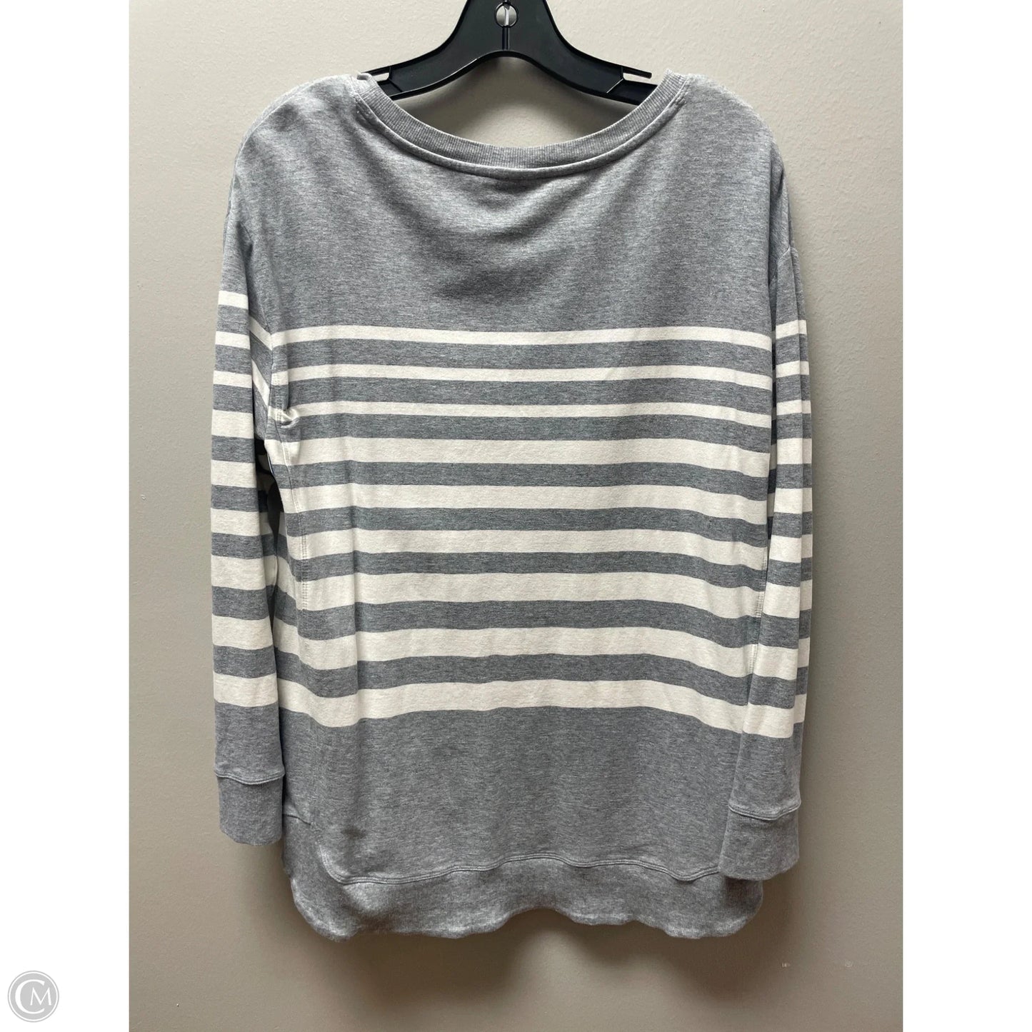 Top Long Sleeve By Chicos In Grey & White, Size: M