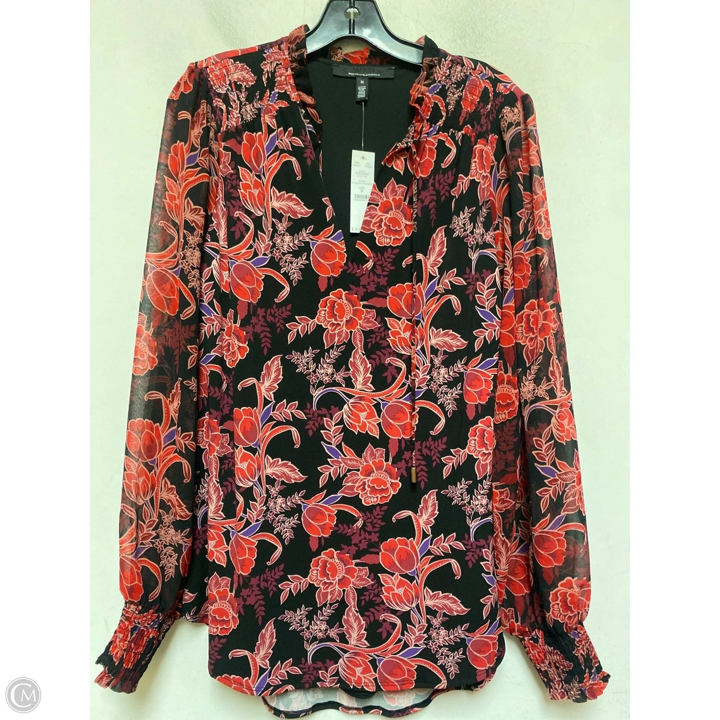 Top Long Sleeve By White House Black Market In Floral Print, Size: M