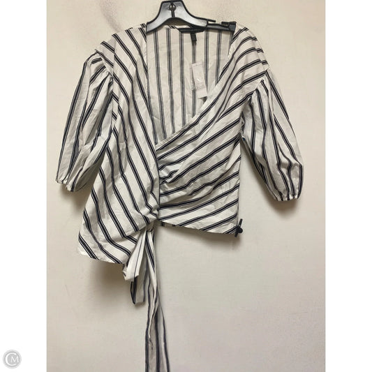 Top Short Sleeve By White House Black Market In Striped Pattern, Size: Xxs