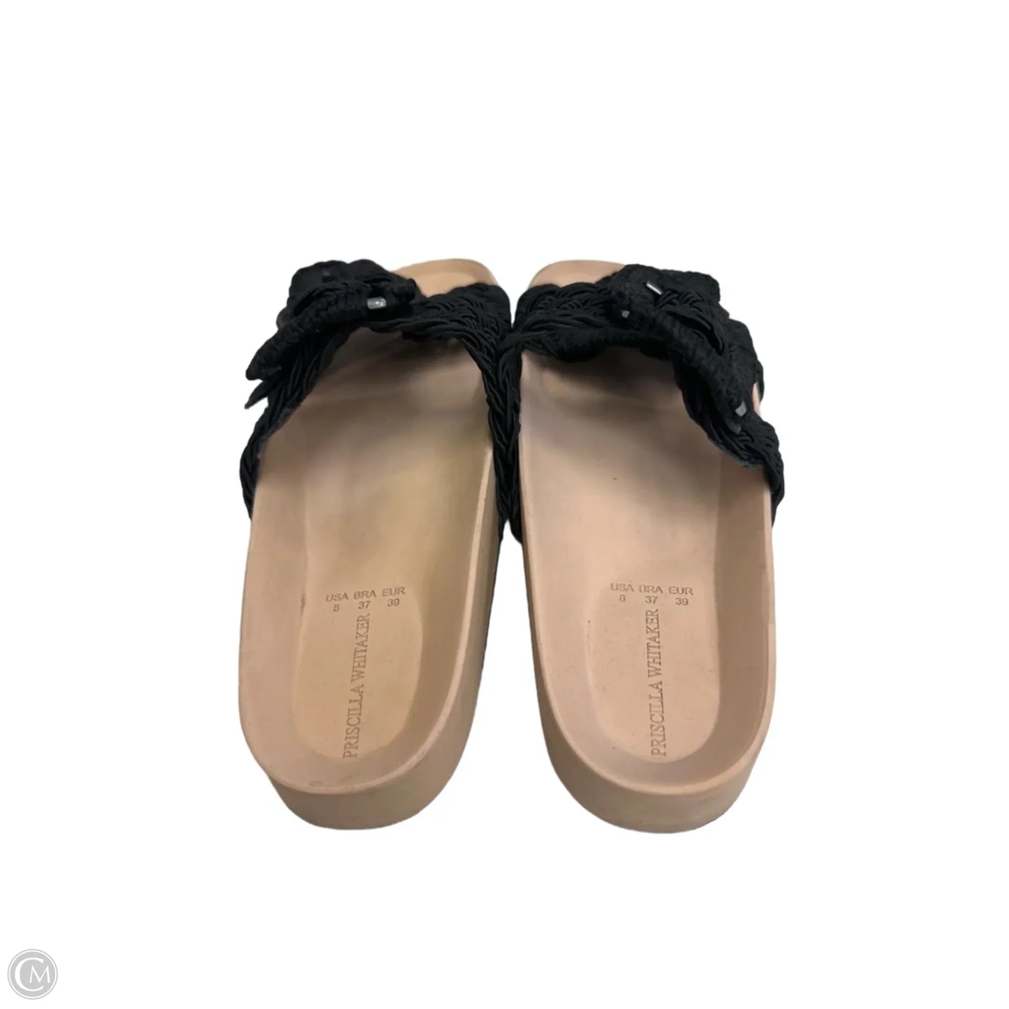 Sandals Flats By Clothes Mentor In Black & Tan, Size: 8