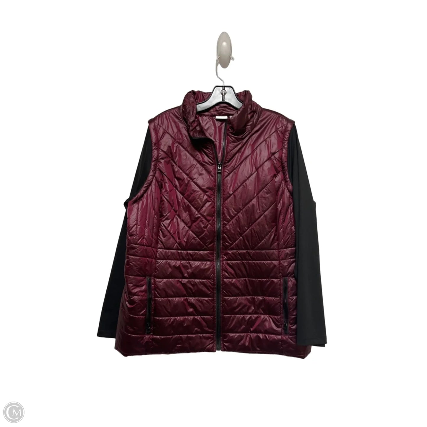 Jacket Puffer & Quilted By Chicos In Black & Purple, Size: L