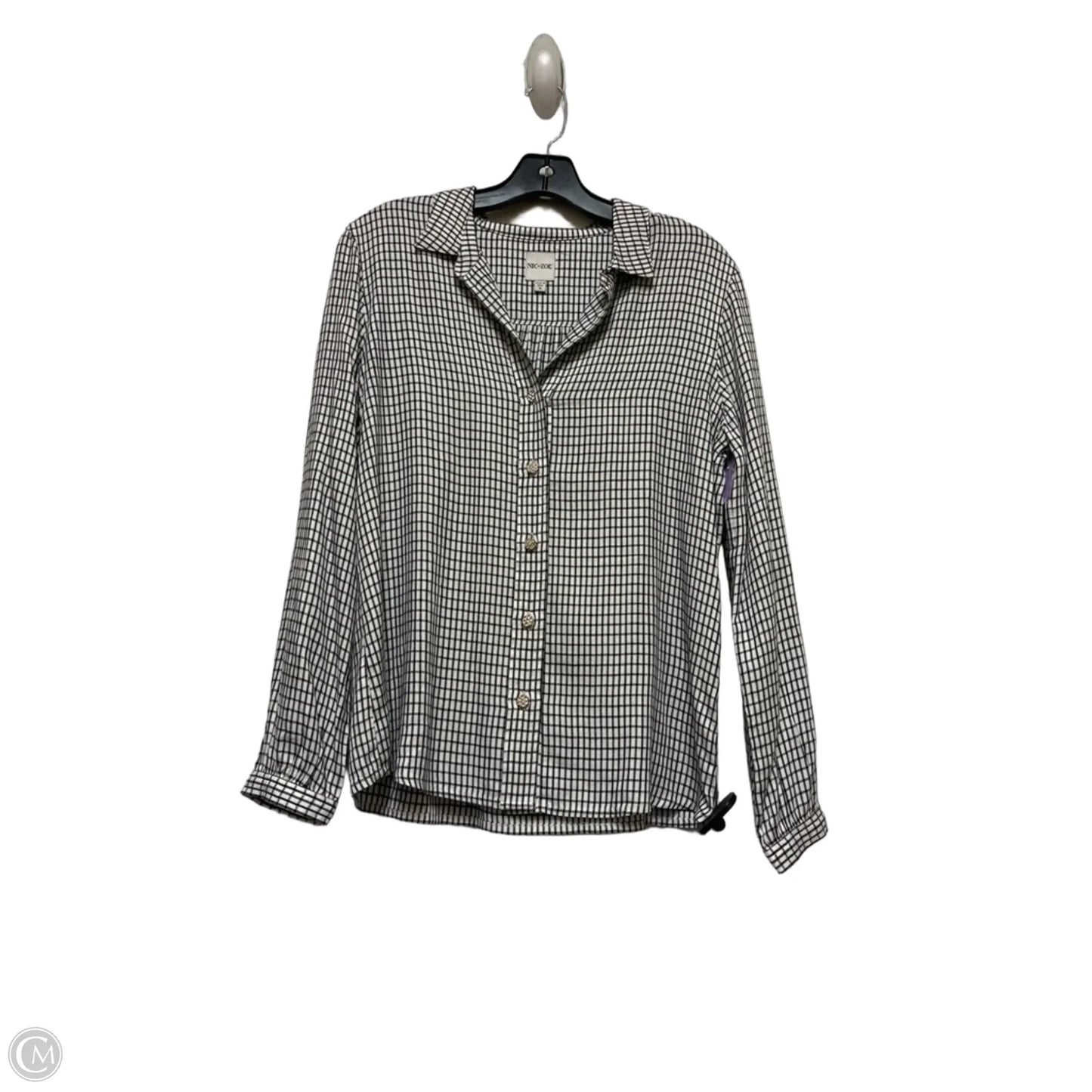Top Long Sleeve By Nic + Zoe In Black & White, Size: S