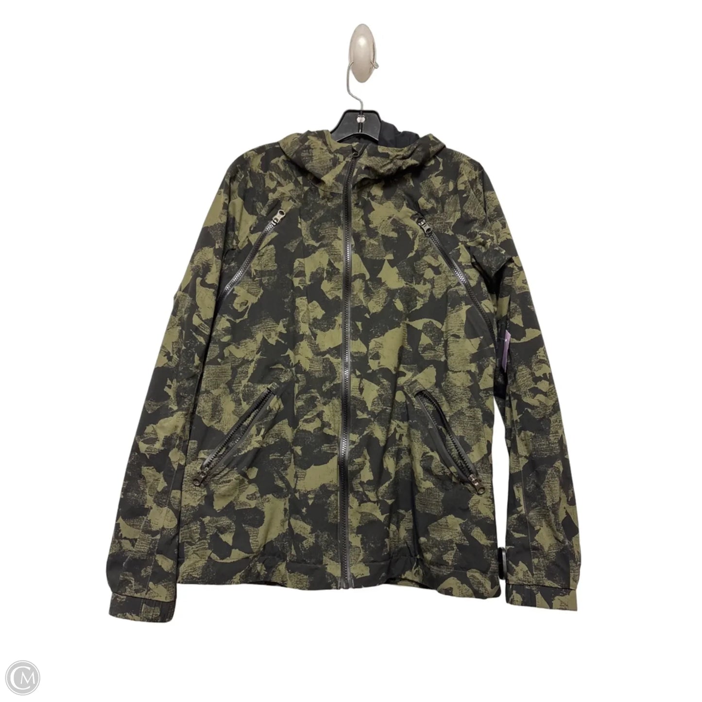 Athletic Jacket By Lululemon In Black & Green, Size: M