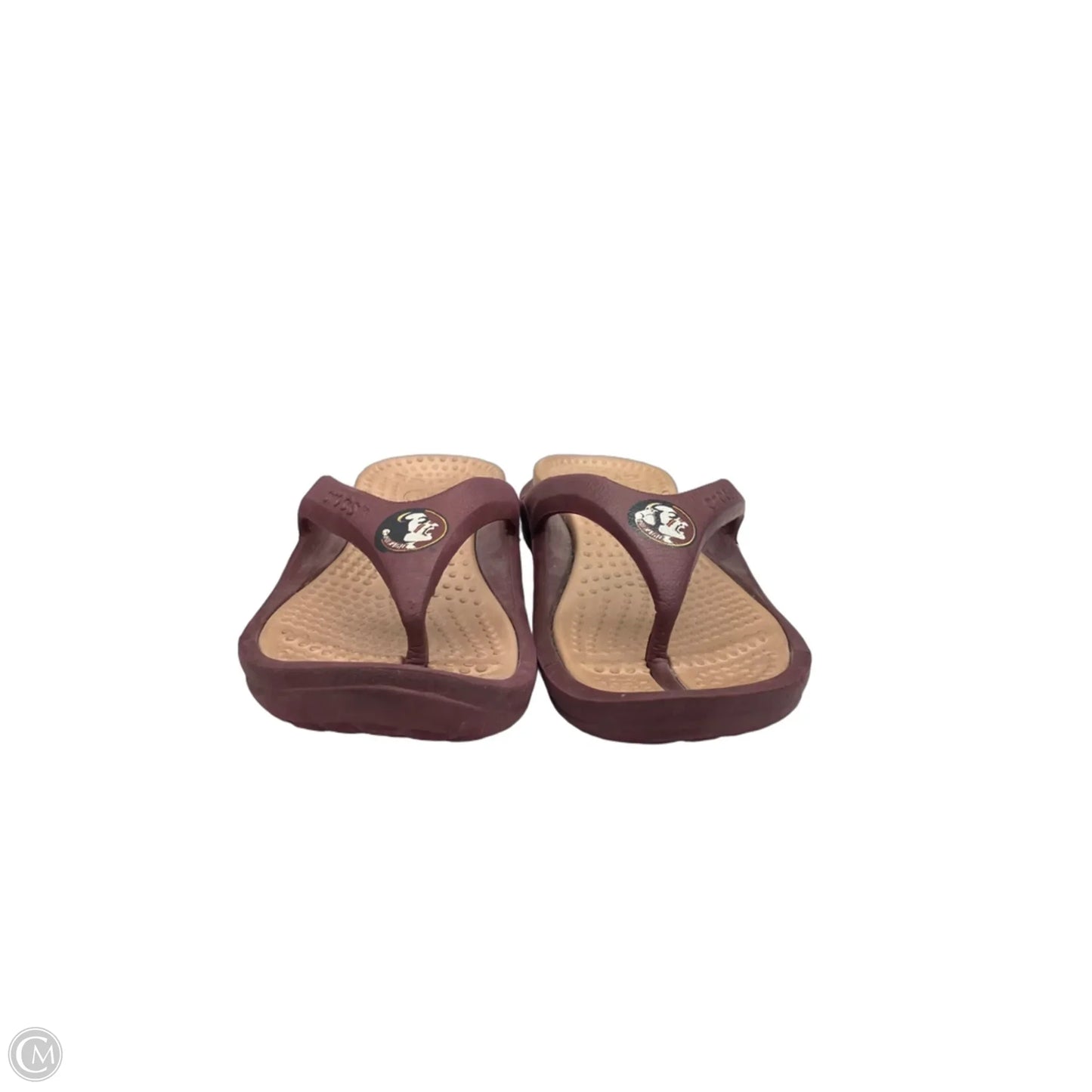 Sandals Flats By Crocs In Maroon, Size: 7
