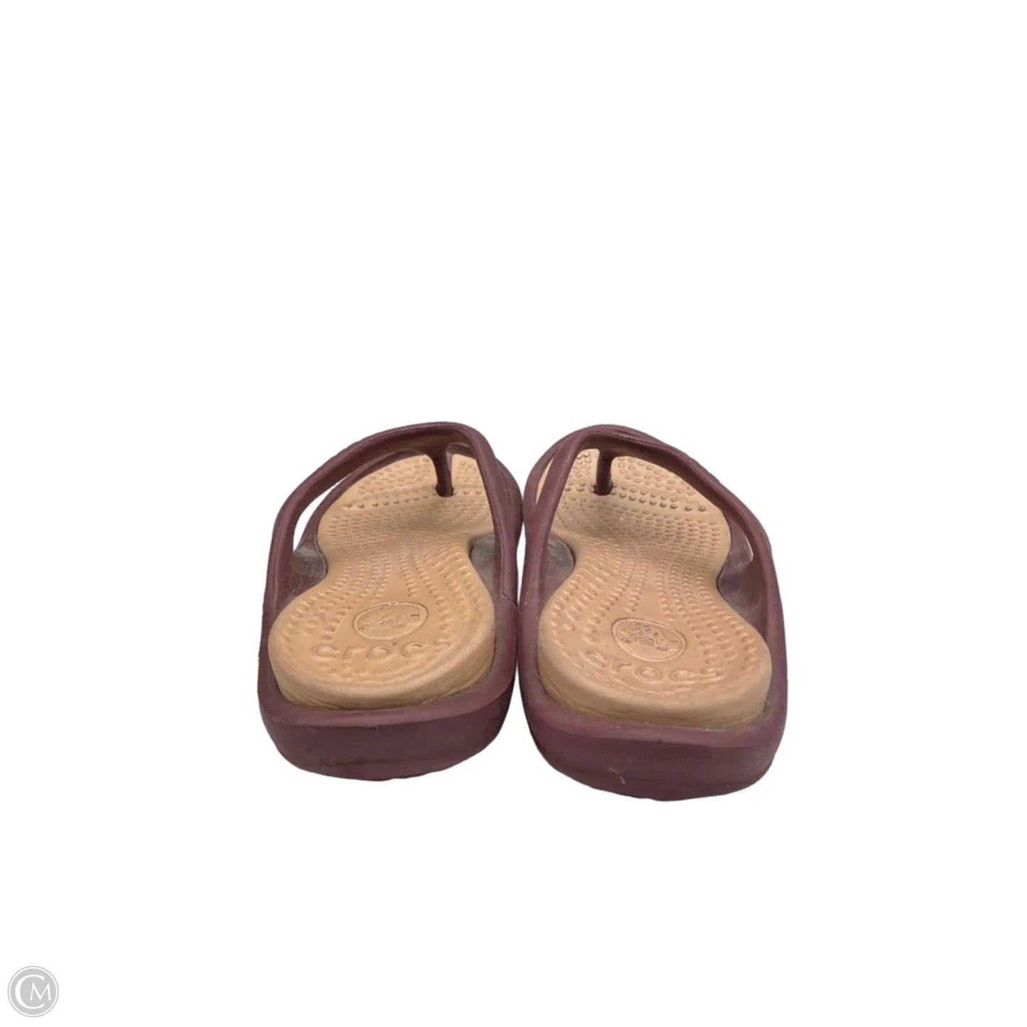 Sandals Flats By Crocs In Maroon, Size: 7