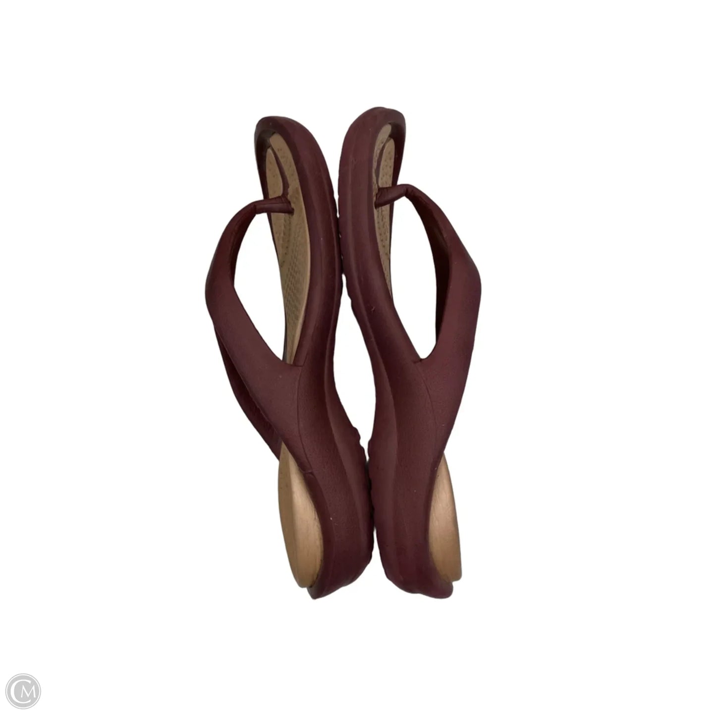 Sandals Flats By Crocs In Maroon, Size: 7