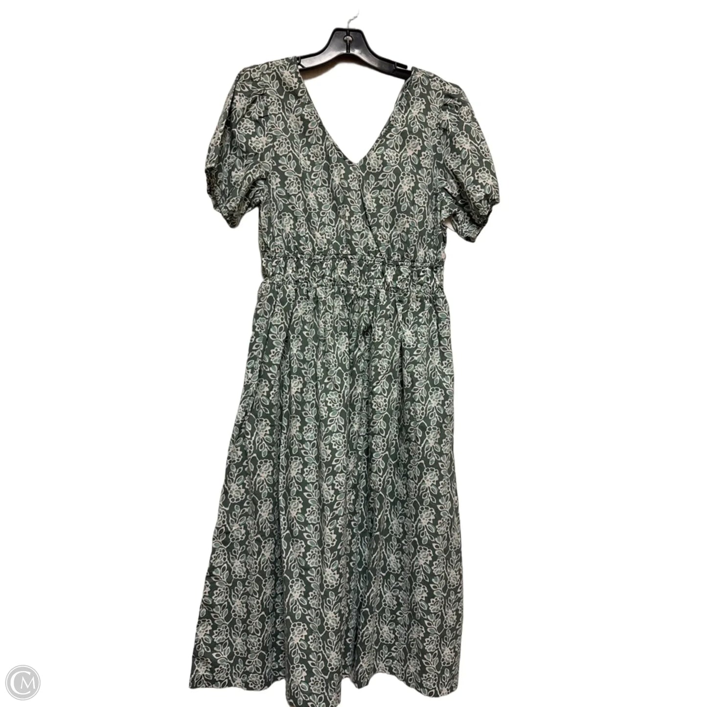Dress Casual Midi By J. Crew In Green & White, Size: M