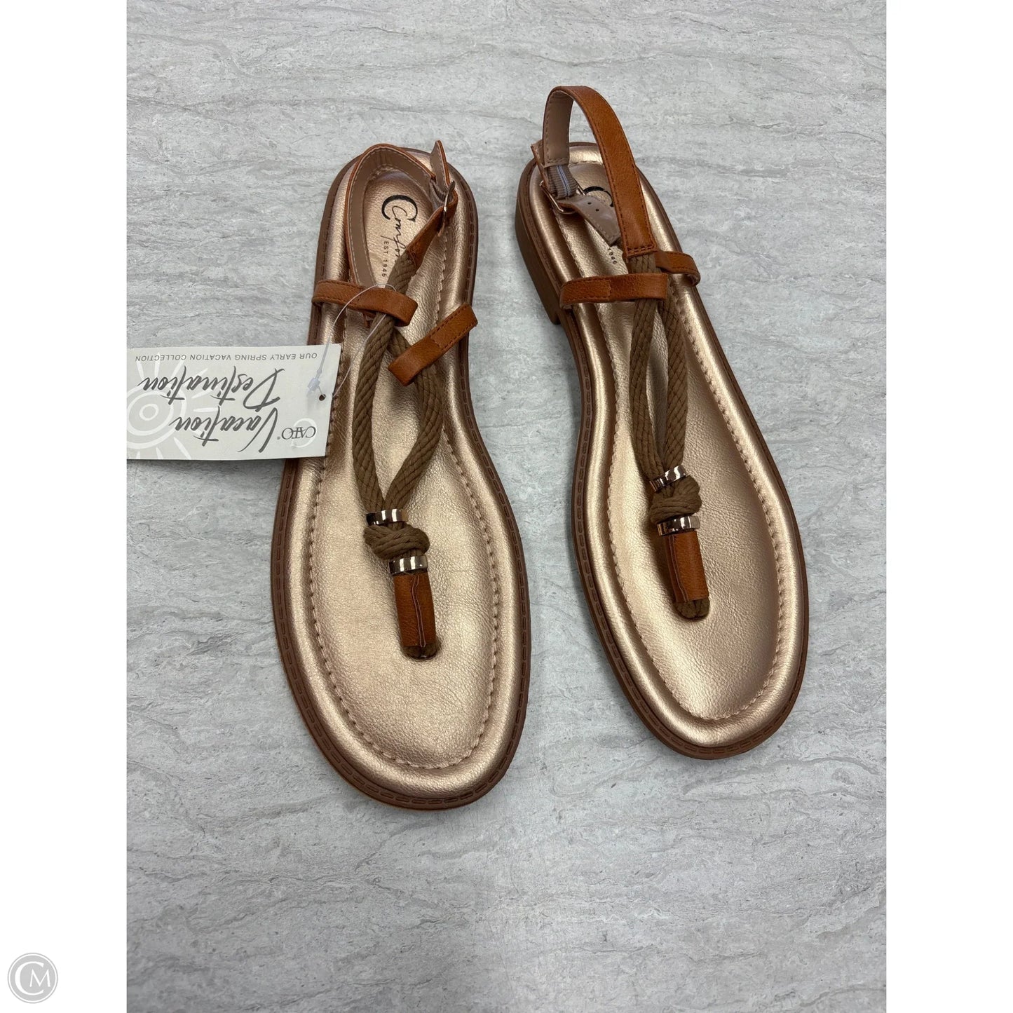 Sandals Flats By Cato In Brown & Gold, Size: 10