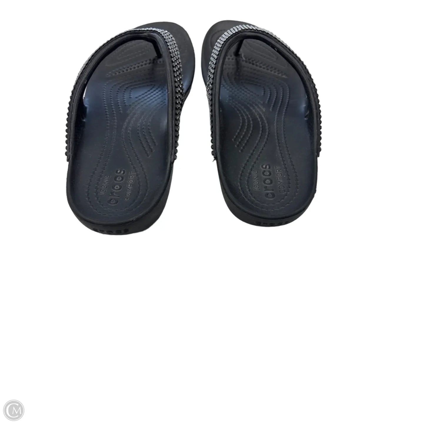 Sandals Flats By Crocs In Black, Size: 9