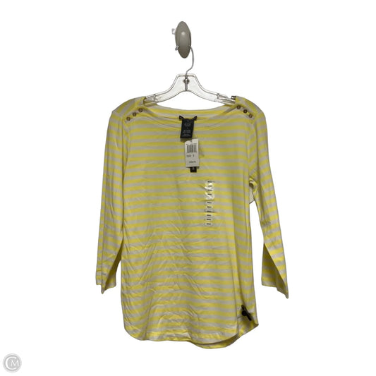 Top Long Sleeve Basic By Chelsea And Theodore In White & Yellow, Size: S