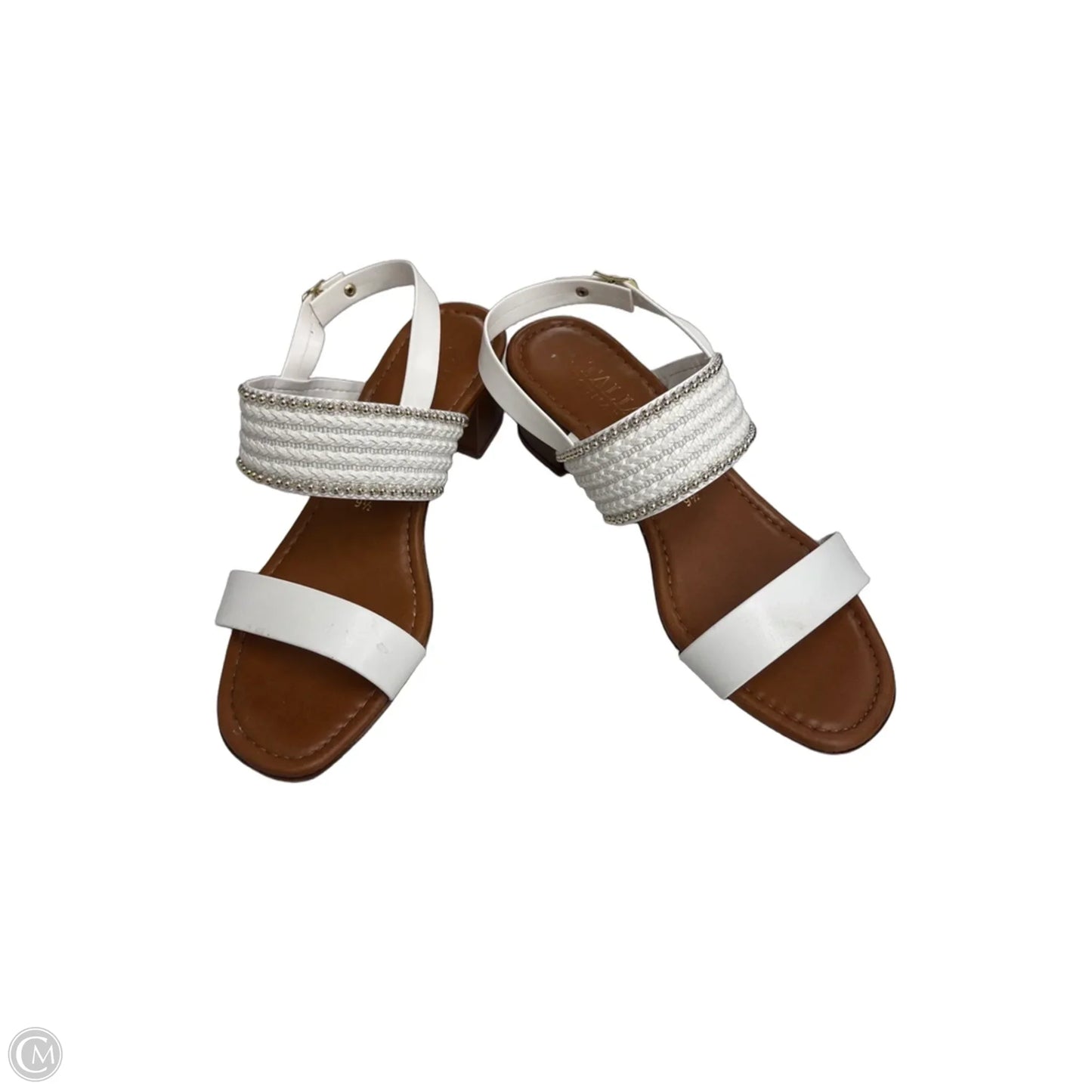 Sandals Heels Block By Italian Shoemakers In White, Size: 9.5