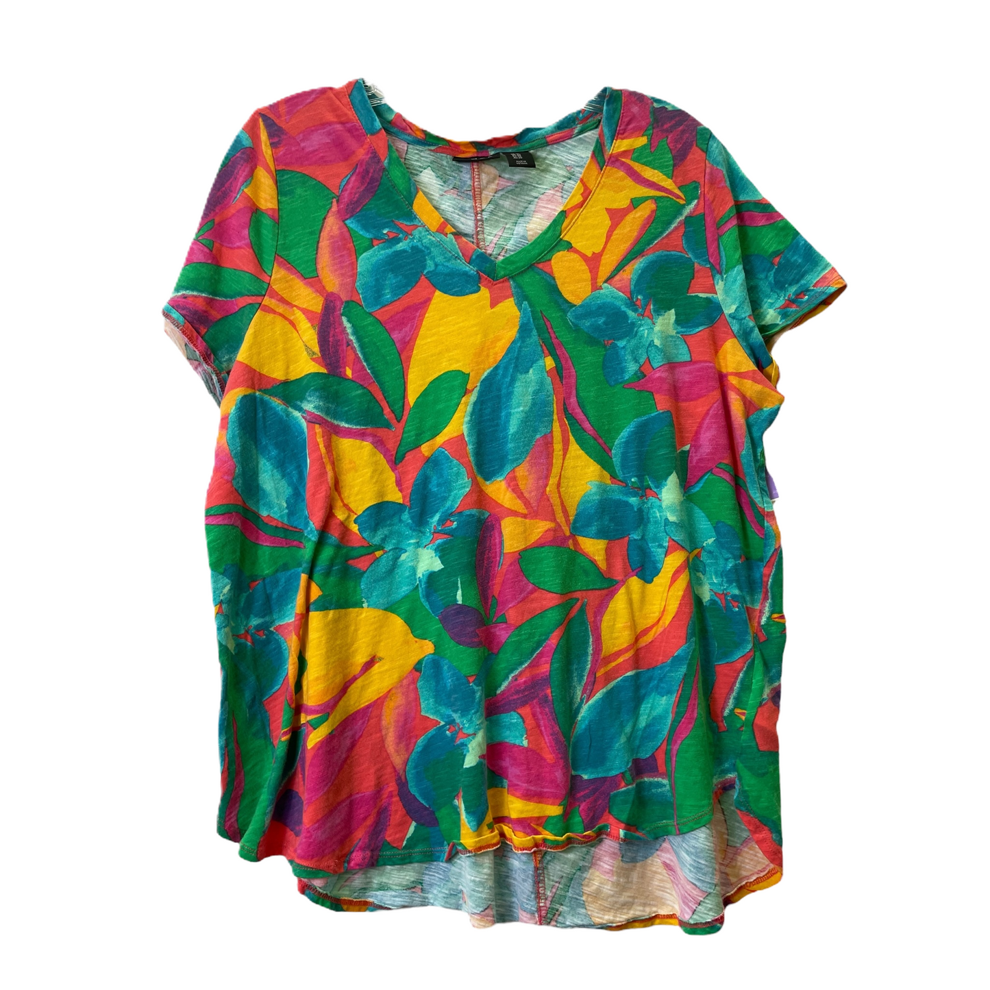 Multi-colored Top Short Sleeve By Tahari By Arthur Levine, Size: 1x