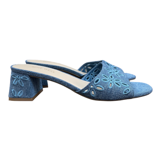 Blue Sandals Heels Block By Nine West, Size: 9