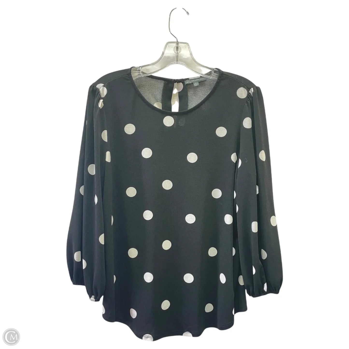 Top Long Sleeve By Adrianna Papell In Black & White, Size: M