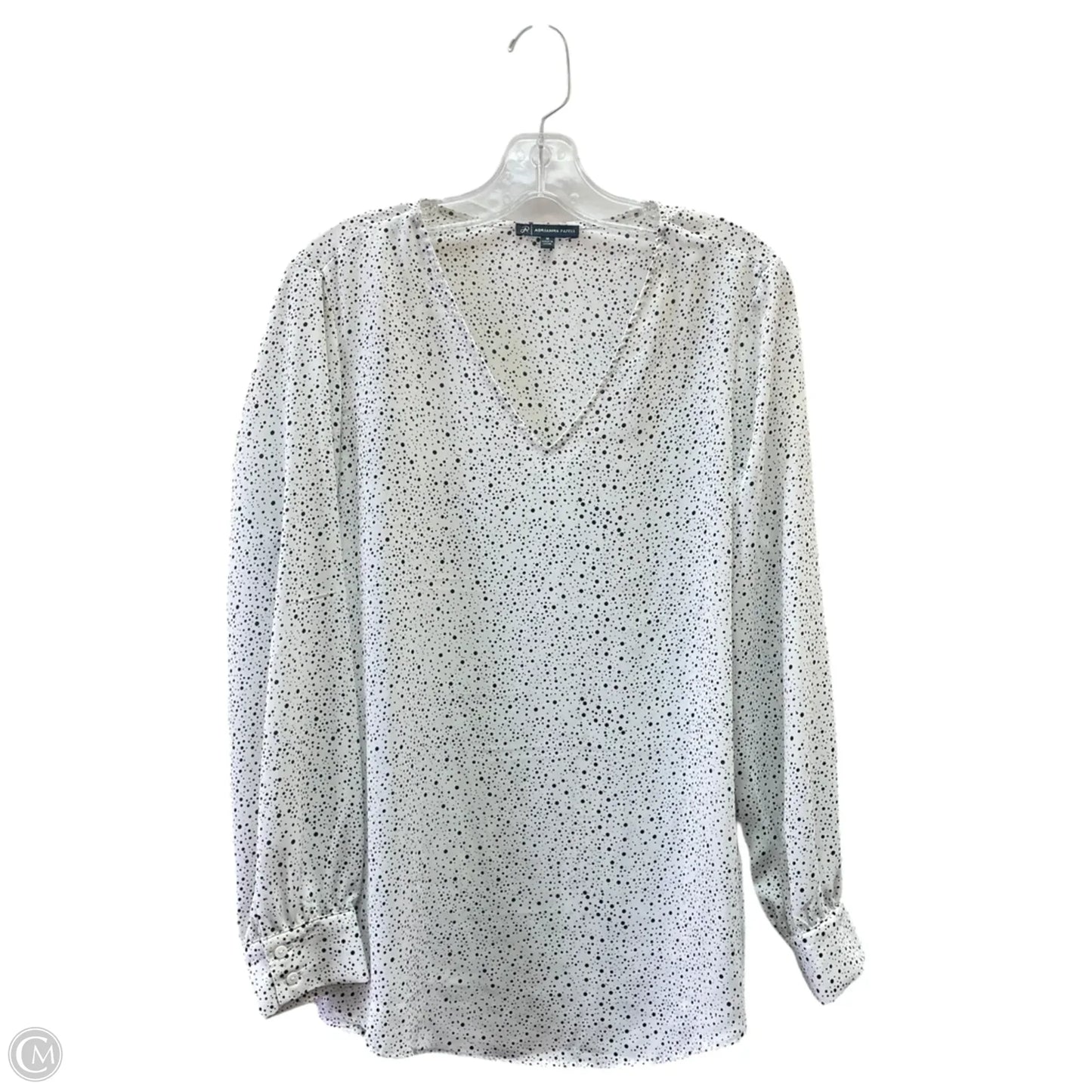 Top Long Sleeve By Adrianna Papell In Black & White, Size: M