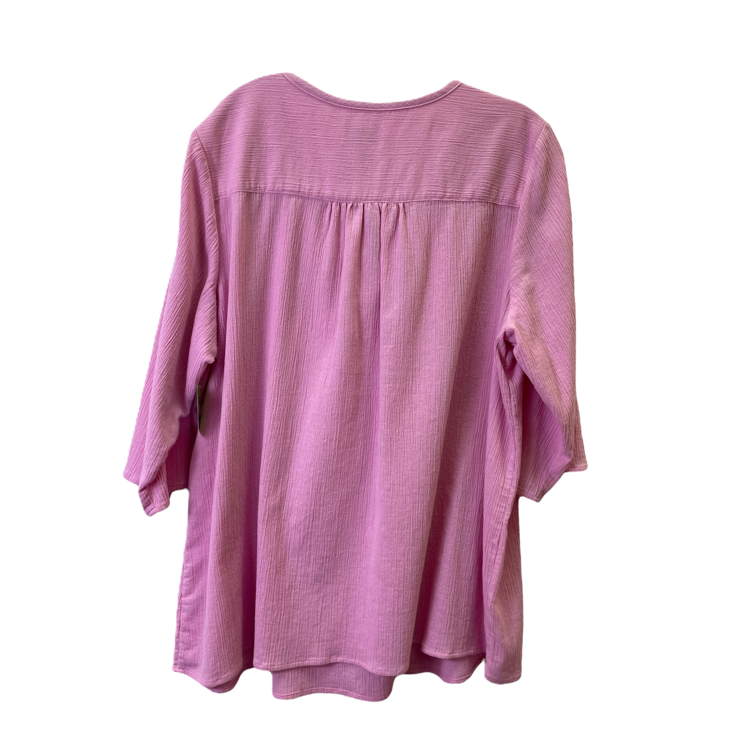 Pink Top 3/4 Sleeve By Denim And Company, Size: 1x