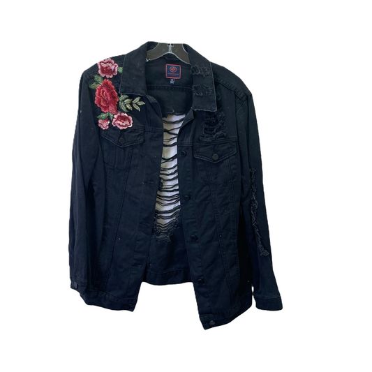 Black Denim Jacket Denim By Boom Boom Jeans, Size: S