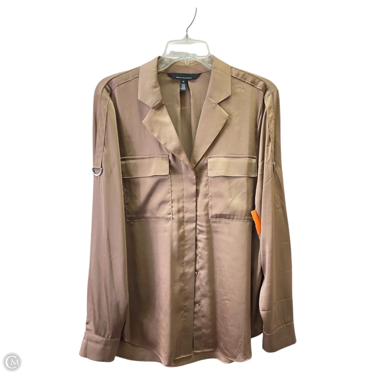 Blouse Long Sleeve By White House Black Market In Brown, Size: Medium