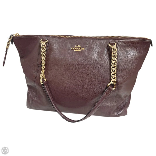 Handbag Designer By Coach In Maroon, Size:Medium