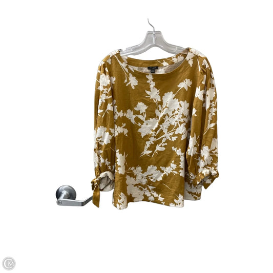 Top Long Sleeve By Ann Taylor In Brown & Cream, Size: L
