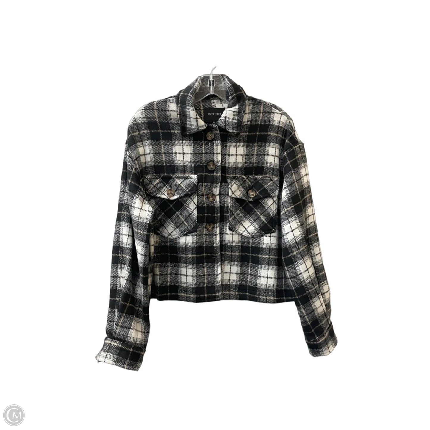 Jacket Fleece By Love Tree In Black & Grey, Size: M
