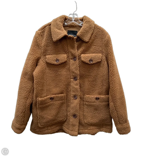 Jacket Fleece By Talbots In Brown, Size: L