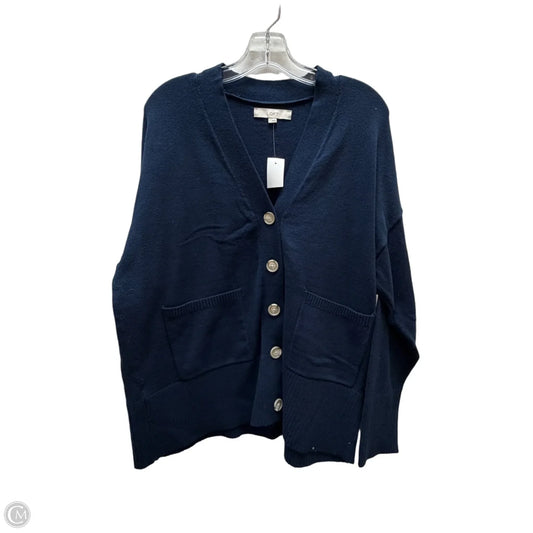 Sweater Cardigan By Loft In Blue, Size: L