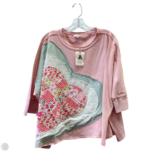Top 3/4 Sleeve By Easel In Pink, Size: M