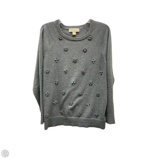 Sweater Cardigan Designer By Michael Kors In Grey, Size: M