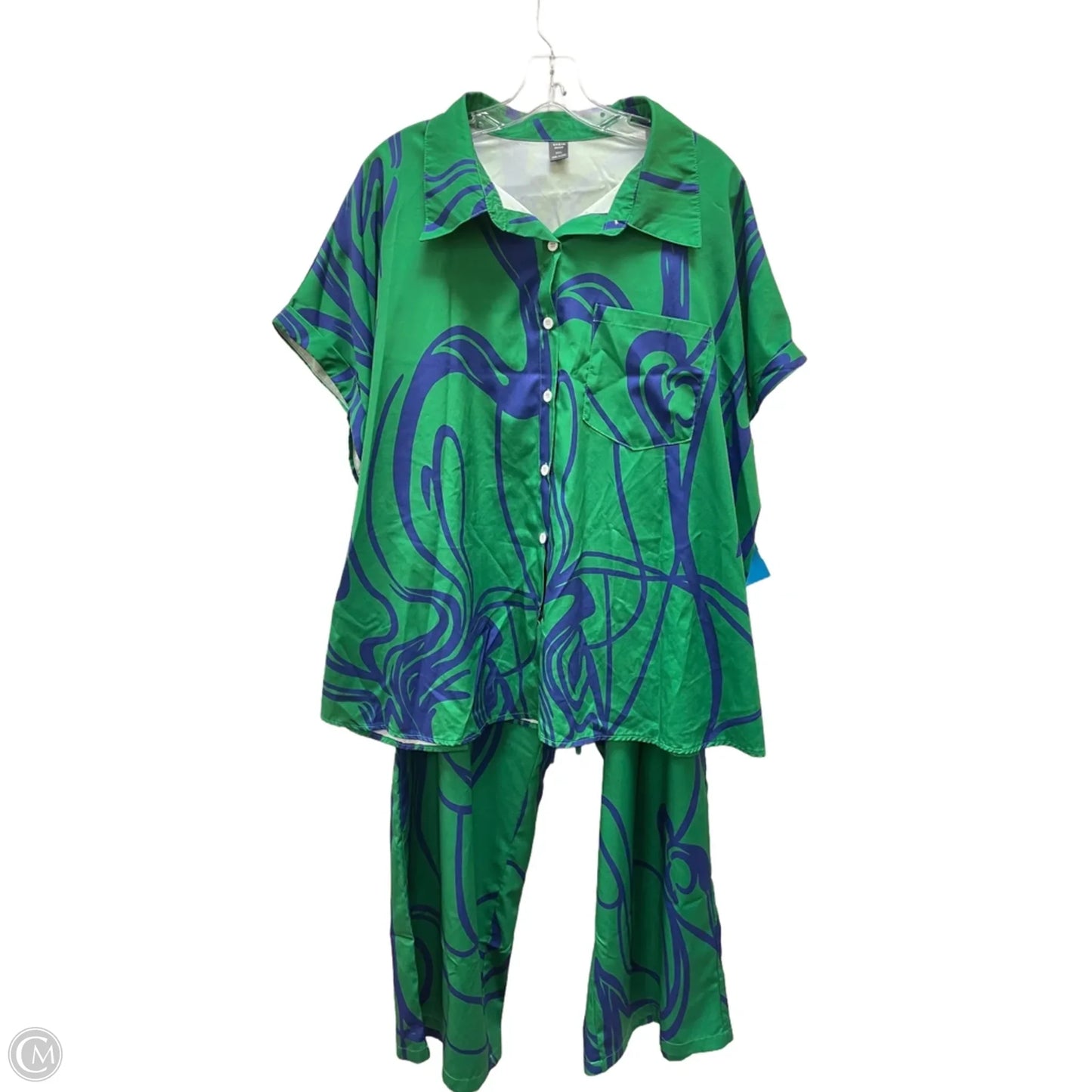 Pants Set 2pc By Shein In Blue & Green, Size: 3x