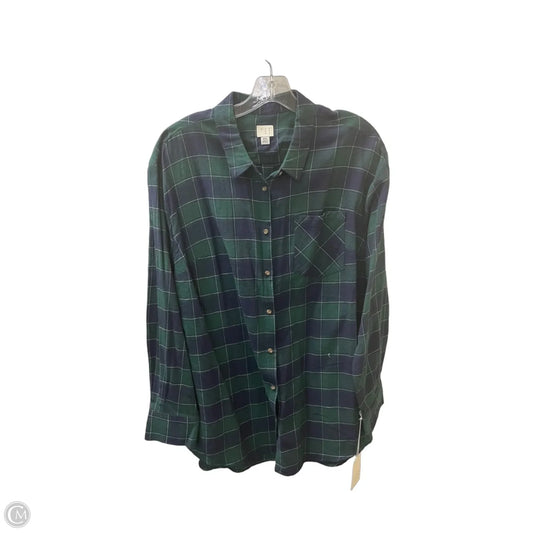 Top Long Sleeve Basic By A New Day In Blue & Green, Size: 2x