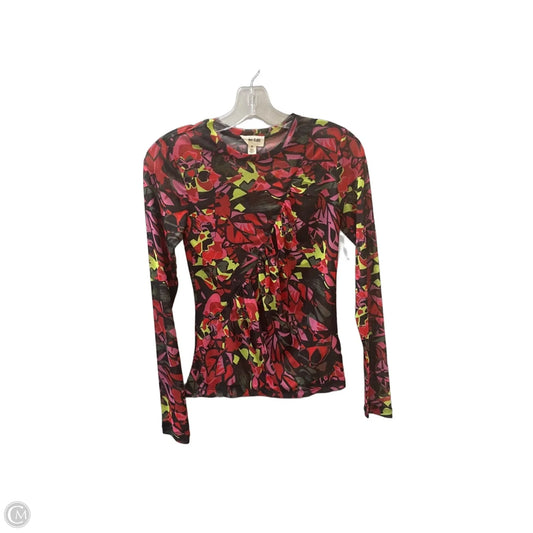 Top Long Sleeve By Open Edit In Green & Red, Size: Xs