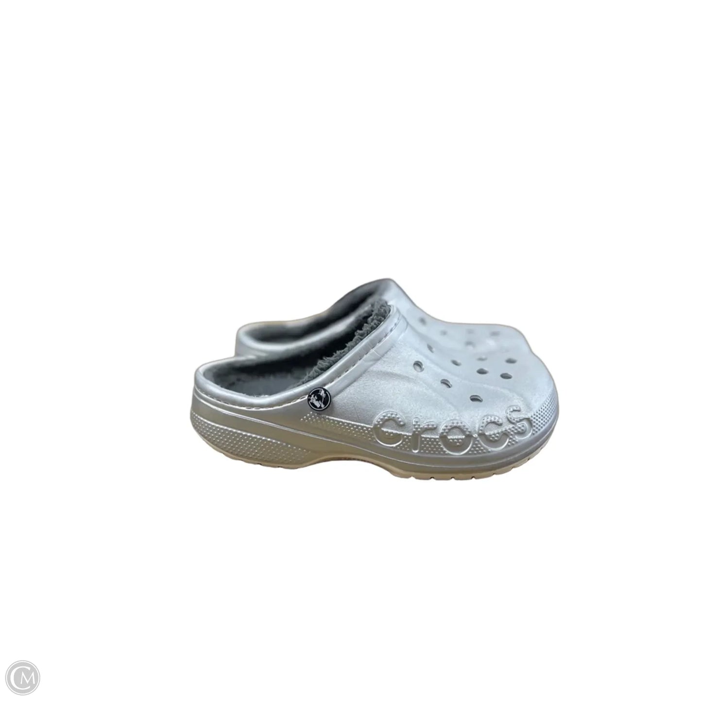 Shoes Flats By Crocs In Silver, Size: 8