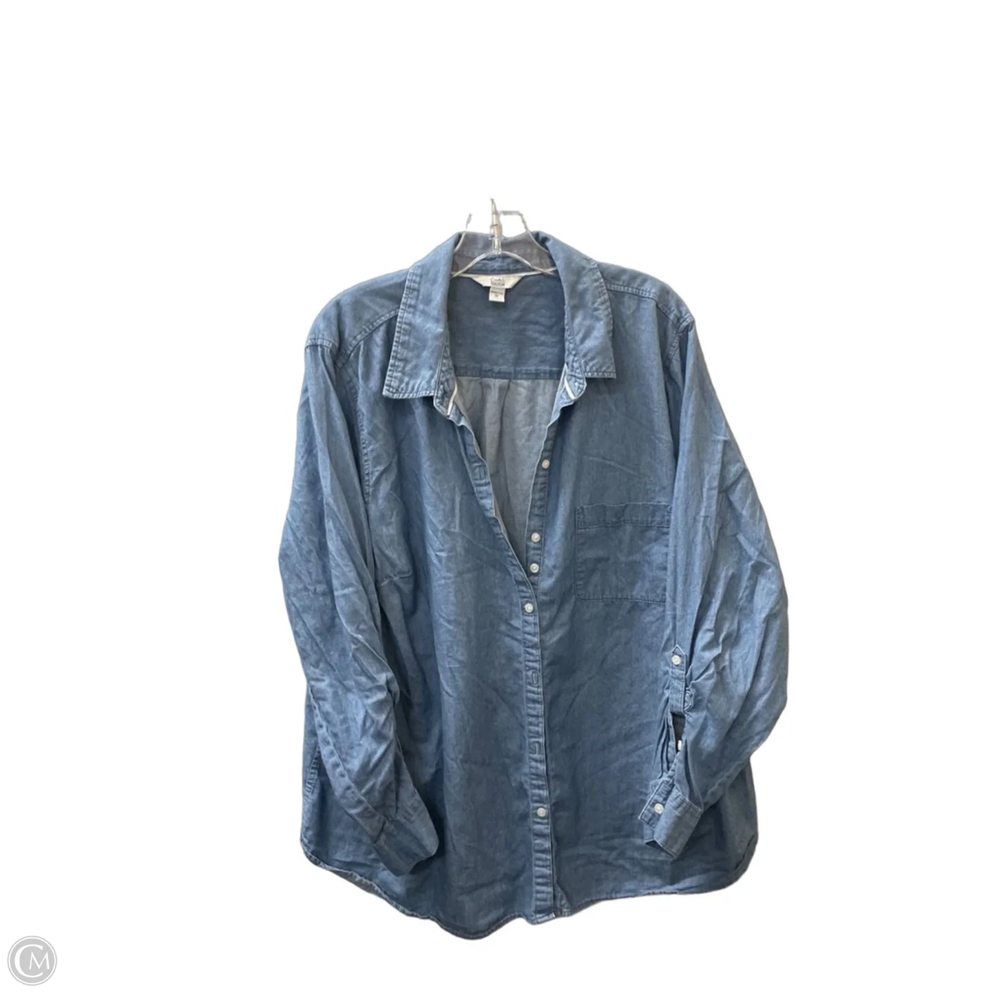 Top Long Sleeve By Croft And Barrow In Blue Denim, Size: 3x
