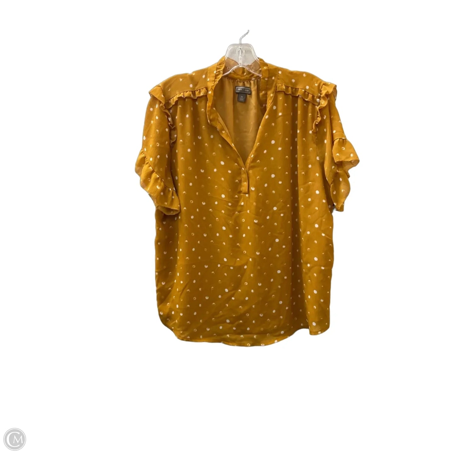 Blouse Short Sleeve By Point Sur In White & Yellow, Size: Xl