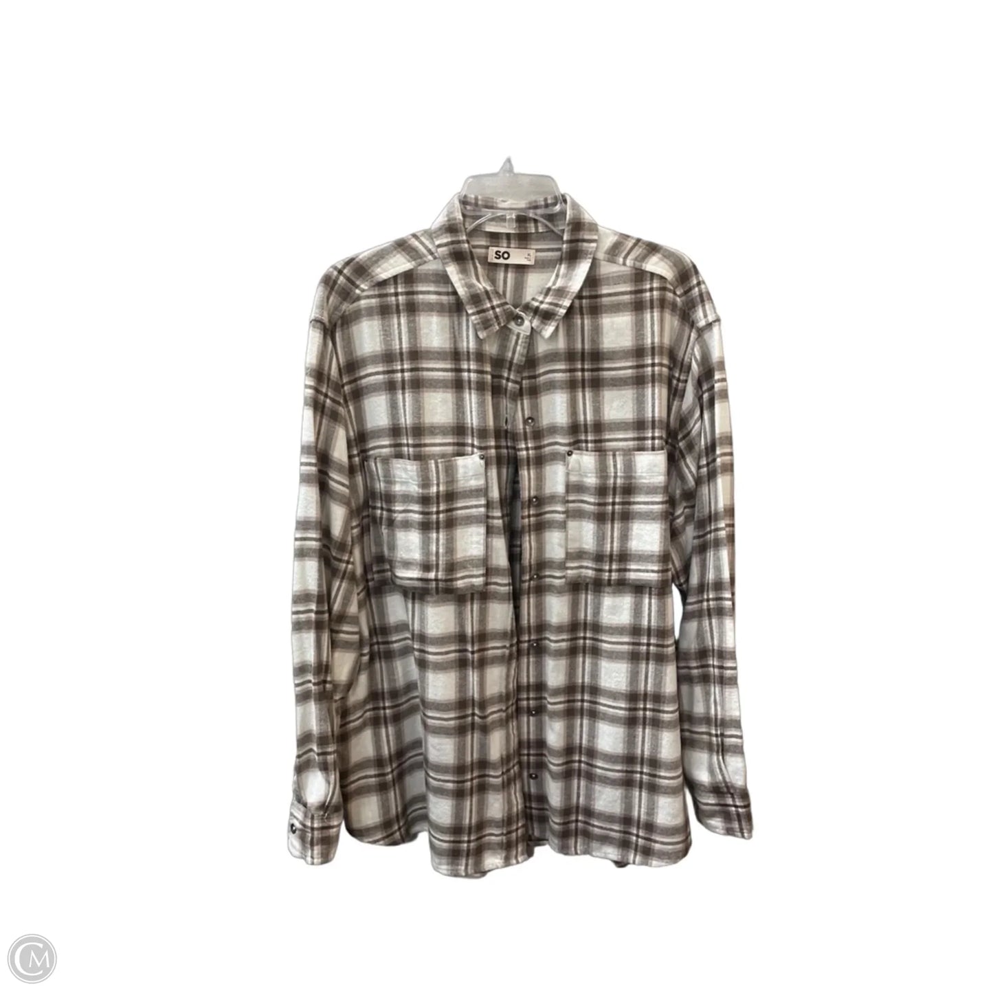 Top Long Sleeve By So In Brown & White, Size: Xl