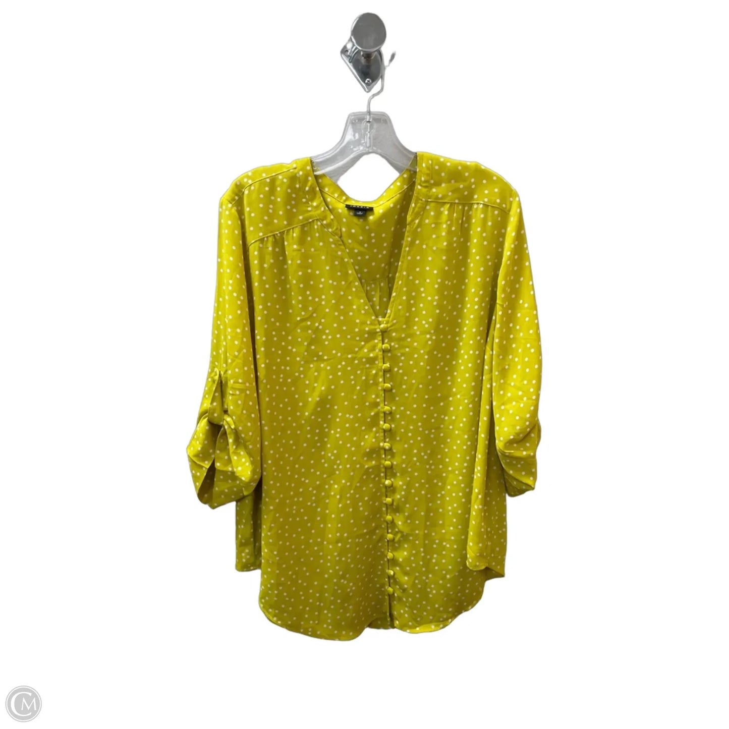 Blouse 3/4 Sleeve By Torrid In Green & White, Size: 1x