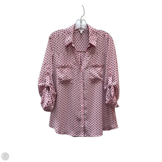 Blouse Long Sleeve By Express In Polkadot Pattern, Size: L