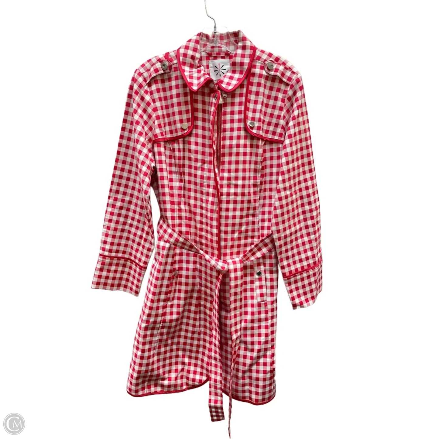 Coat Trench Coat By Isaac Mizrahi Live Qvc In Red & White, Size: 12