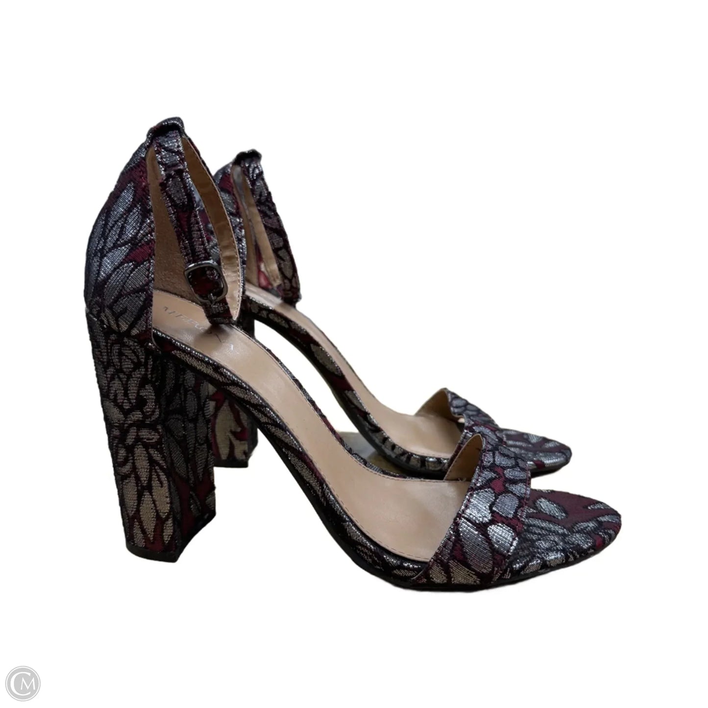 Sandals Heels Block By Merona In Red & Silver, Size: 9