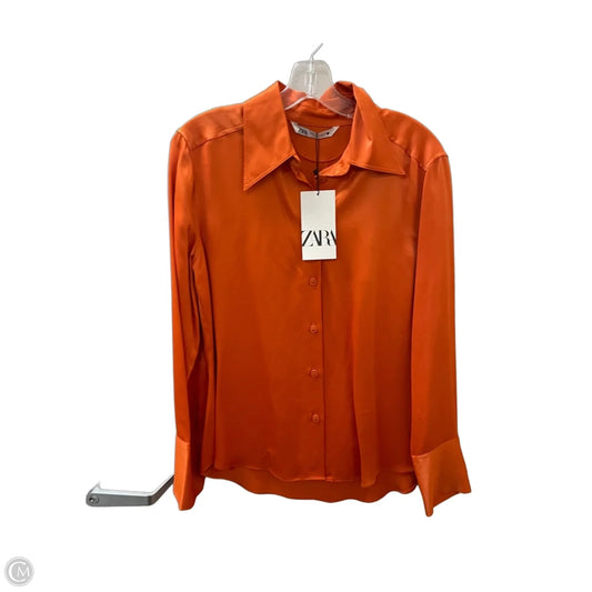 Blouse Long Sleeve By Zara In Orange, Size: L