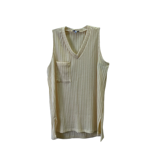 Yellow Top Sleeveless Basic By White Birch, Size: Xl