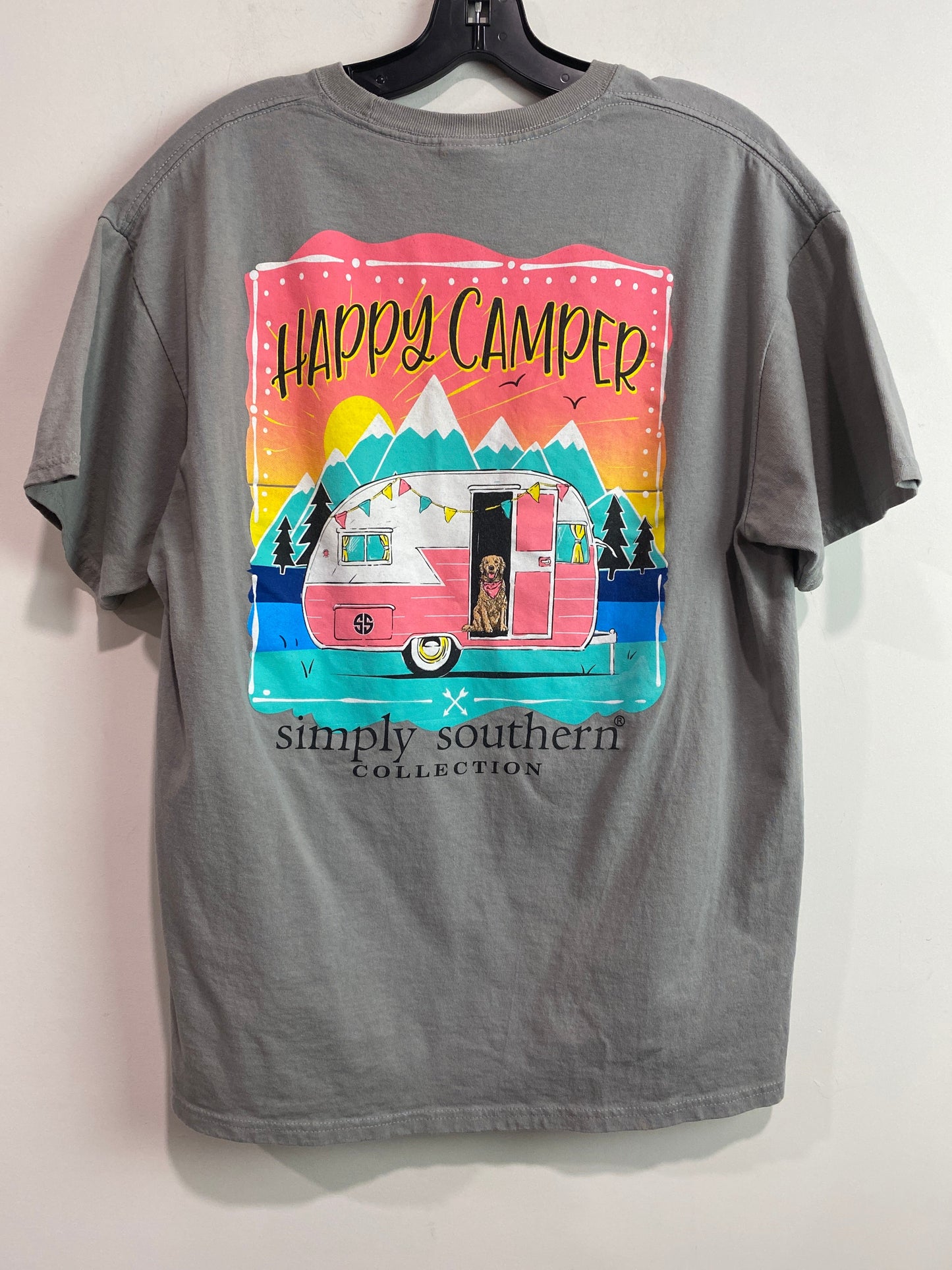 Grey Top Short Sleeve Simply Southern, Size L