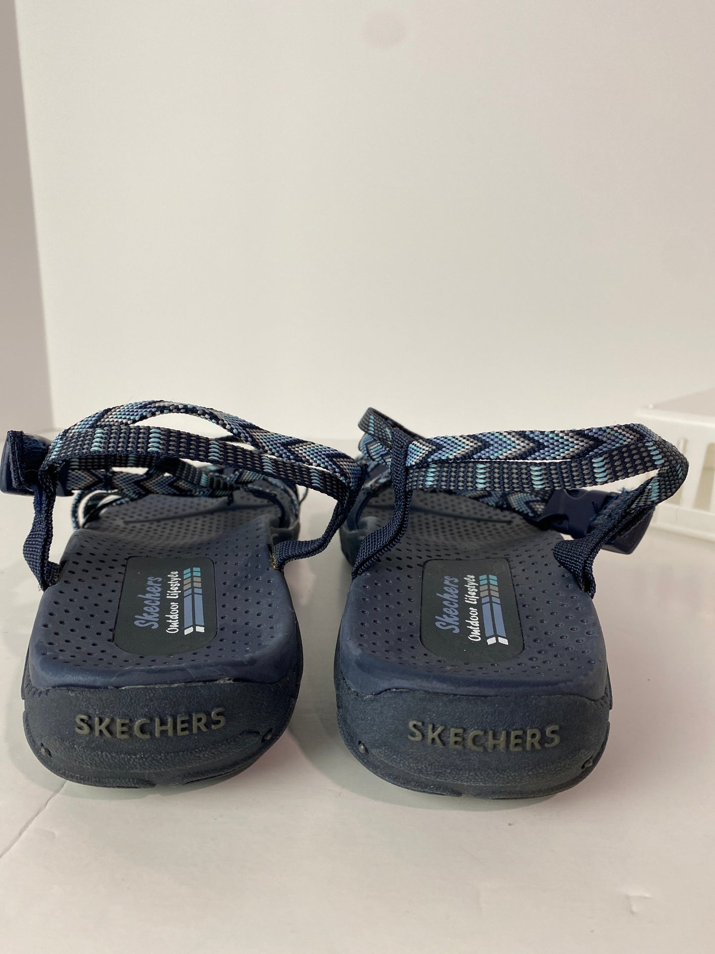 Blue Sandals Flats Skechers, Size 7.5